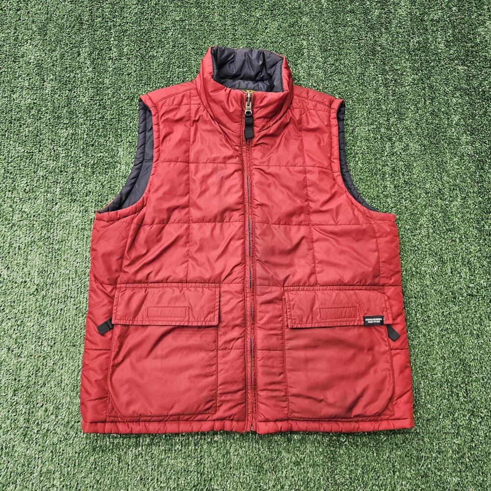 Y2K Abercrombie & Fitch Women’s Puffer Vest Blue Red Full Zip 92 Patch Sz M